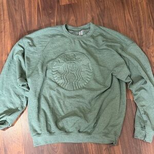 Starbucks Green Embossed Logo Crewneck Sweatshirt